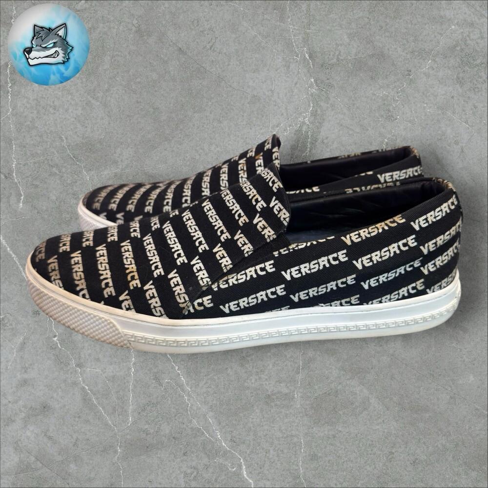 Versace Sneakers Men's Size 43 (US 10) Black-White Low Top Tessuto Sneaker - Picture 4 of 9